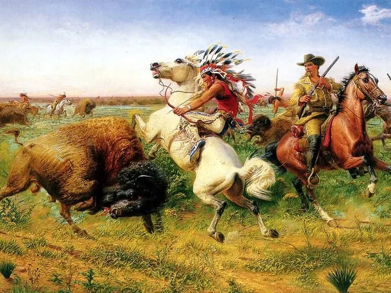 1832-Louis Maurer - La grande caccia reale al bufalo, 1895